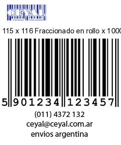 115 x 116 Fraccionado en rollo x 10000
