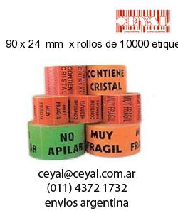 90 x 24  mm  x rollos de 10000 etiquetas