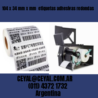 104 x 34 mm x mm  etiquetas adhesivas redondas