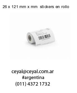 26 x 121 mm x mm  stickers en rollo