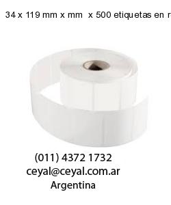 34 x 119 mm x mm  x 500 etiquetas en rollo