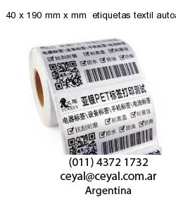 40 x 190 mm x mm  etiquetas textil autoadhesivas