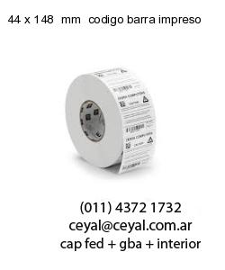 44 x 148  mm  codigo barra impreso