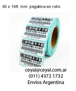 63 x 198  mm  pegatina en rollo