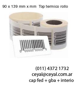 90 x 139 mm x mm  Top termico rollo