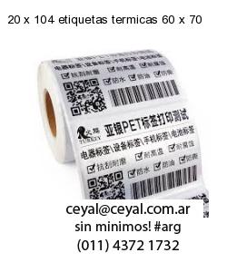 20 x 104 etiquetas termicas 60 x 70