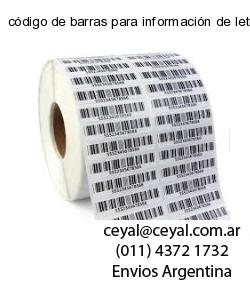 código de barras para información de letras