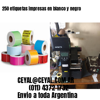 250 etiquetas impresas en blanco y negro