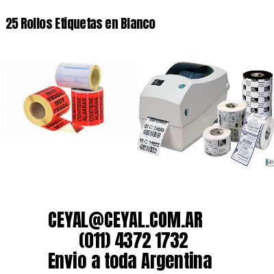 25 Rollos Etiquetas en Blanco