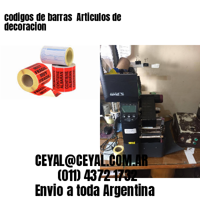 codigos de barras 	Articulos de decoracion