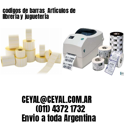 codigos de barras 	Artículos de librería y juguetería