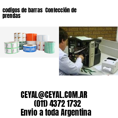 codigos de barras 	Confección de prendas
