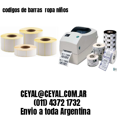 codigos de barras 	ropa niños