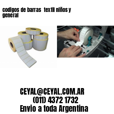 codigos de barras 	textil niños y general
