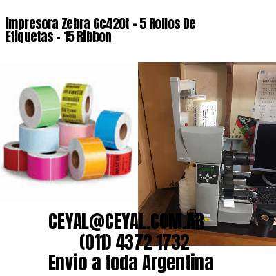 impresora Zebra Gc420t – 5 Rollos De Etiquetas – 15 Ribbon