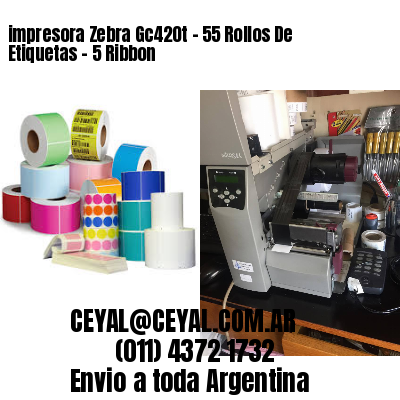 impresora Zebra Gc420t – 55 Rollos De Etiquetas – 5 Ribbon