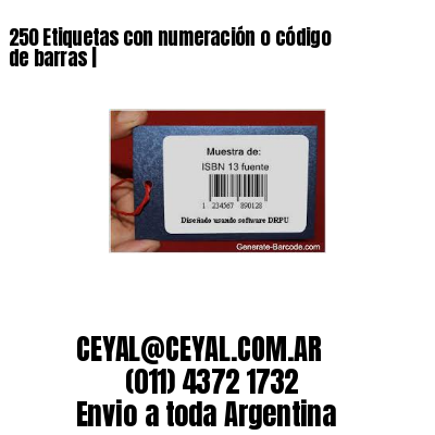 250 Etiquetas con numeración o código de barras |