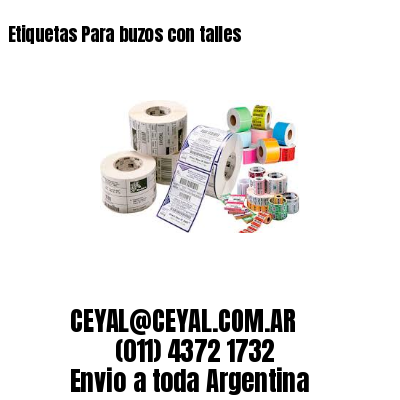 Etiquetas Para buzos con talles
