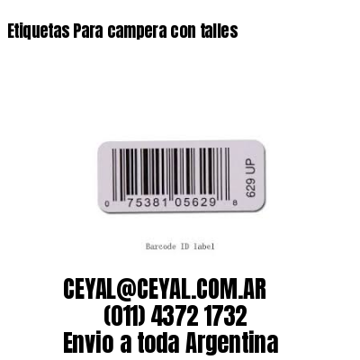 Etiquetas Para campera con talles