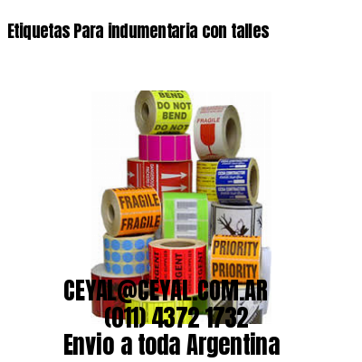 Etiquetas Para indumentaria con talles