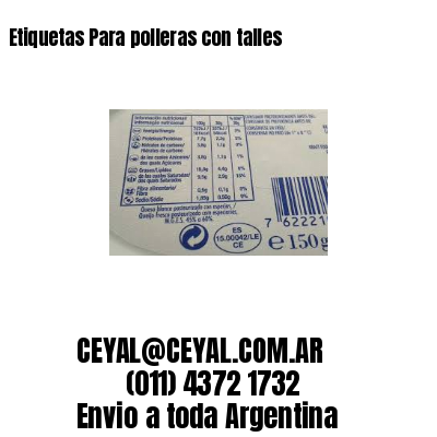 Etiquetas Para polleras con talles