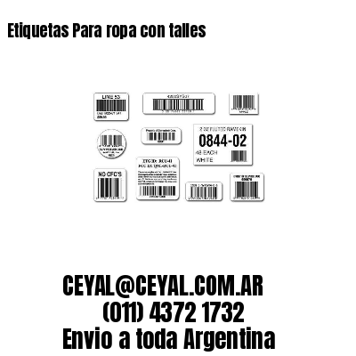 Etiquetas Para ropa con talles