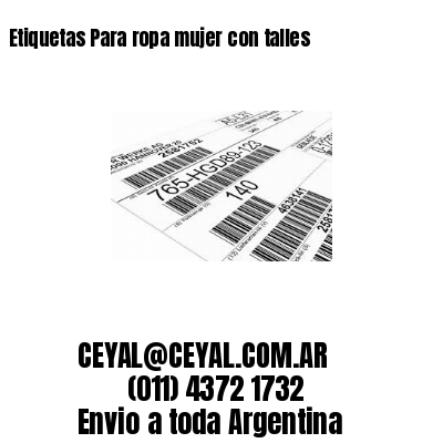 Etiquetas Para ropa mujer con talles
