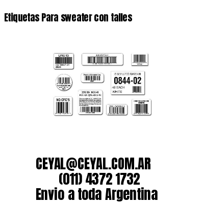 Etiquetas Para sweater con talles