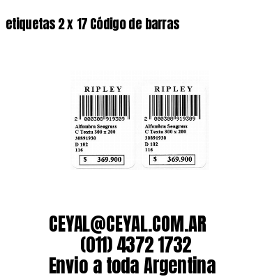 etiquetas 2 x 17 Código de barras