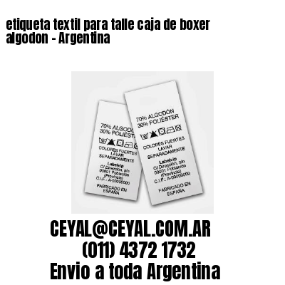 etiqueta textil para talle caja de boxer algodon – Argentina
