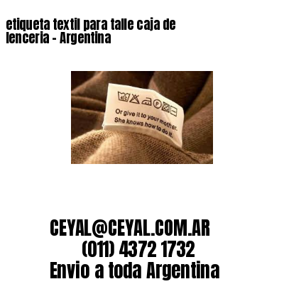 etiqueta textil para talle caja de lenceria – Argentina