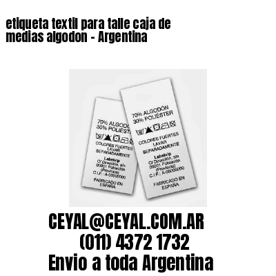 etiqueta textil para talle caja de medias algodon – Argentina