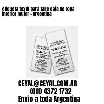 etiqueta textil para talle caja de ropa interior mujer – Argentina