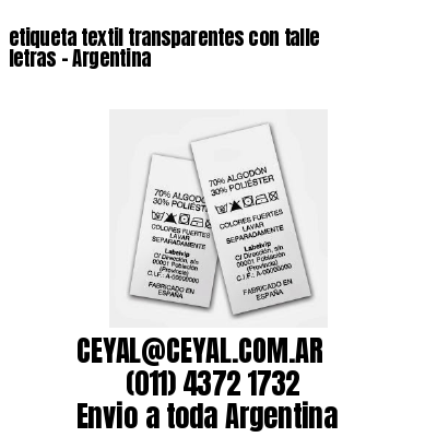 etiqueta textil transparentes con talle letras – Argentina