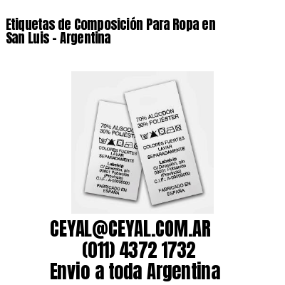 Etiquetas de Composición Para Ropa en  San Luis - Argentina