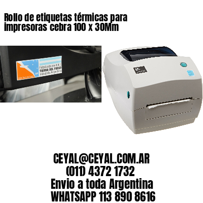 Rollo de etiquetas térmicas para impresoras cebra 100 x 30Mm