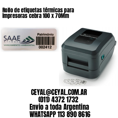 Rollo de etiquetas térmicas para impresoras cebra 100 x 70Mm