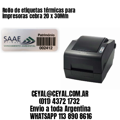 Rollo de etiquetas térmicas para impresoras cebra 20 x 30Mm