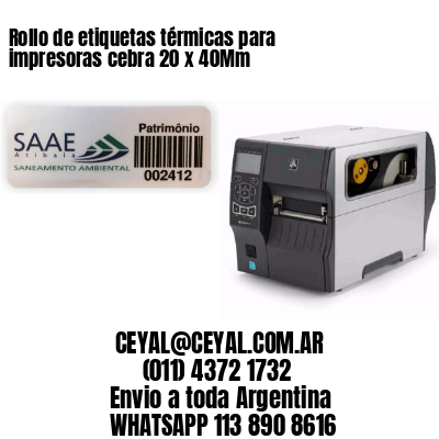 Rollo de etiquetas térmicas para impresoras cebra 20 x 40Mm