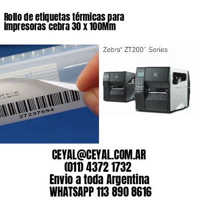 Rollo de etiquetas térmicas para impresoras cebra 30 x 100Mm