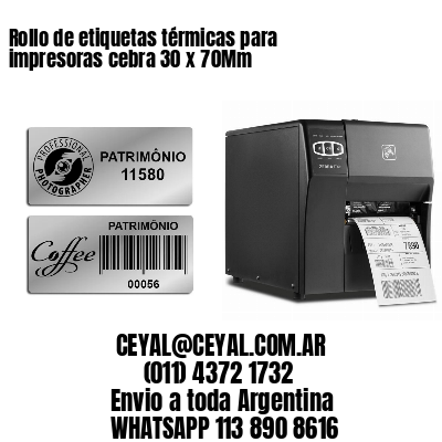 Rollo de etiquetas térmicas para impresoras cebra 30 x 70Mm