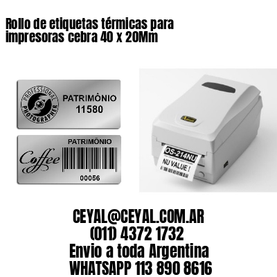 Rollo de etiquetas térmicas para impresoras cebra 40 x 20Mm