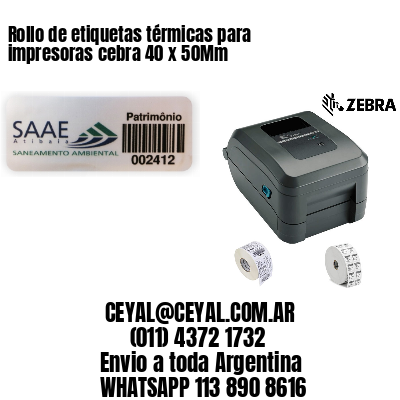 Rollo de etiquetas térmicas para impresoras cebra 40 x 50Mm