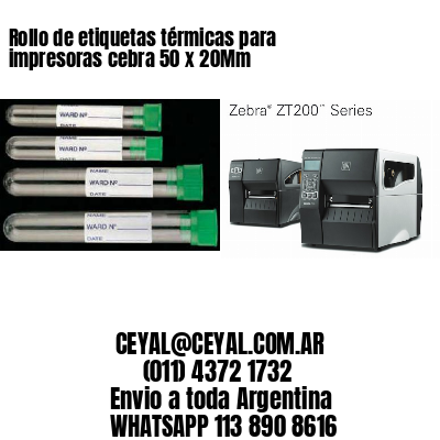 Rollo de etiquetas térmicas para impresoras cebra 50 x 20Mm