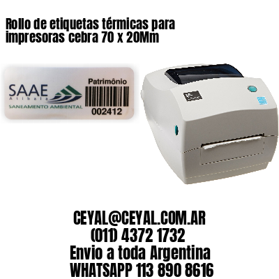 Rollo de etiquetas térmicas para impresoras cebra 70 x 20Mm