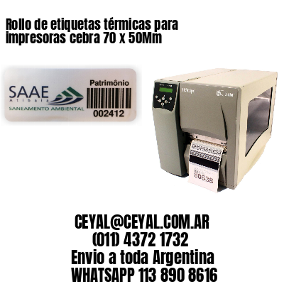 Rollo de etiquetas térmicas para impresoras cebra 70 x 50Mm