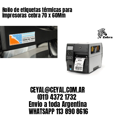 Rollo de etiquetas térmicas para impresoras cebra 70 x 60Mm