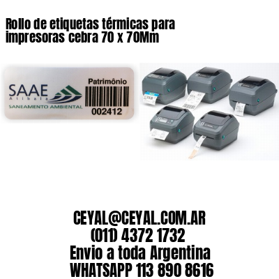 Rollo de etiquetas térmicas para impresoras cebra 70 x 70Mm