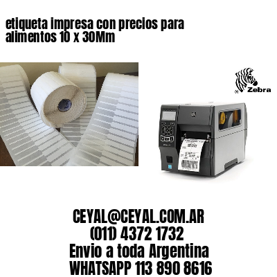etiqueta impresa con precios para alimentos 10 x 30Mm