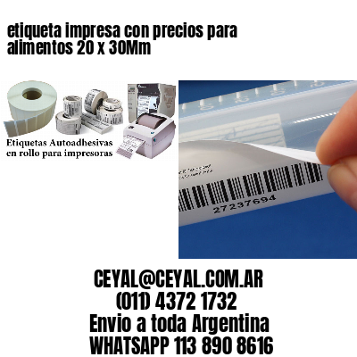 etiqueta impresa con precios para alimentos 20 x 30Mm